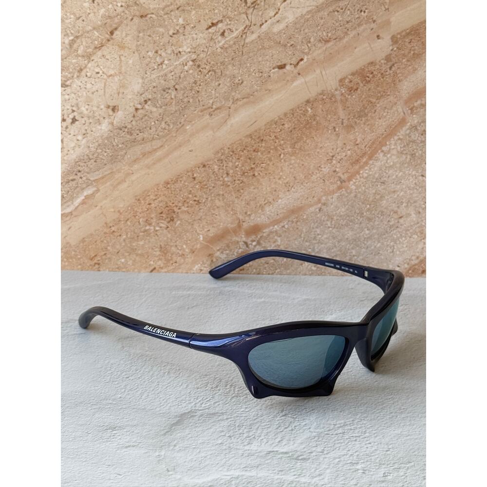 NEW Balenciaga BB0229S Bat Sunglasses in Metallic Blue $605 - Picture 3 of 8
